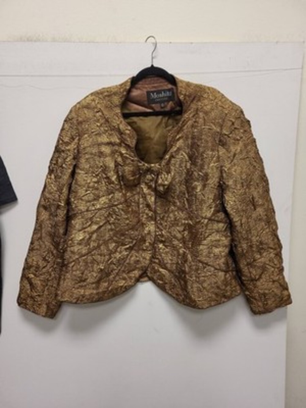 Moshita Couture Jacket Womens Size 24 Gold Metallic Party Career Blazer Coat